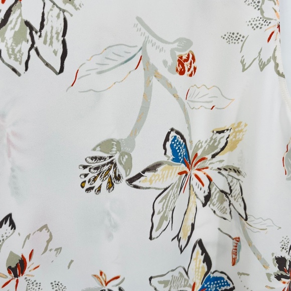 Aritzia Wilfred Cream Floral Print Sevres Silk Trim Sleeveless blouse Size Small - Picture 5 of 10